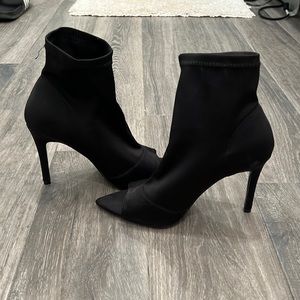 Nylon black stretch ankle boots